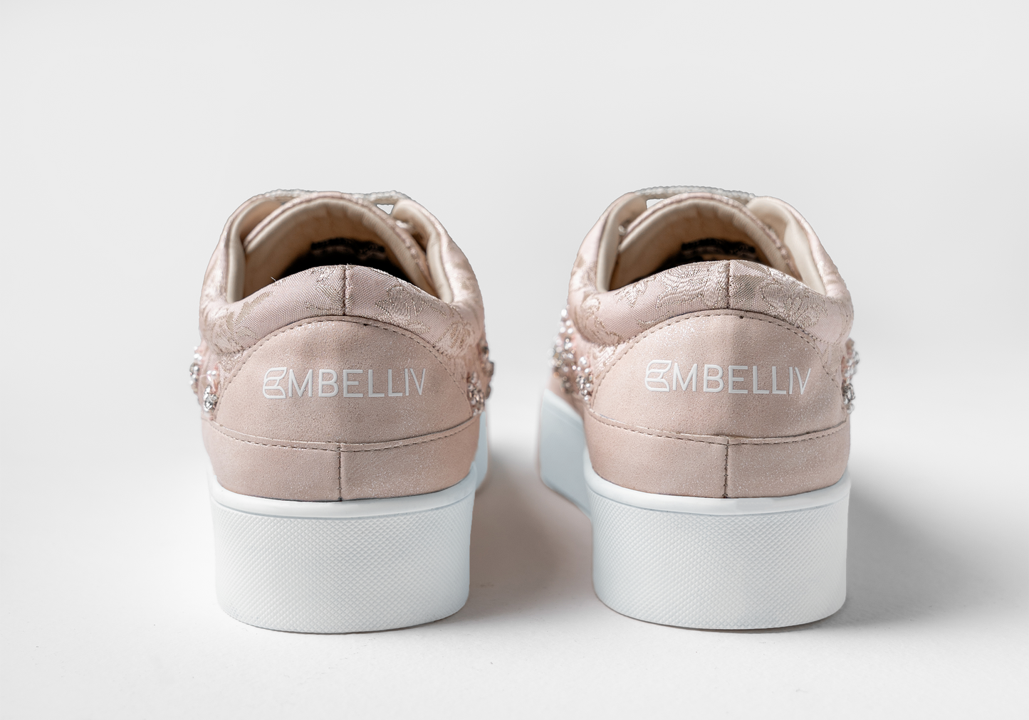 Rise – Blush leather with pearls and rhinestones