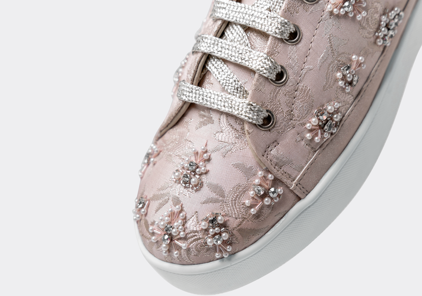 Rise – Blush leather with pearls and rhinestones