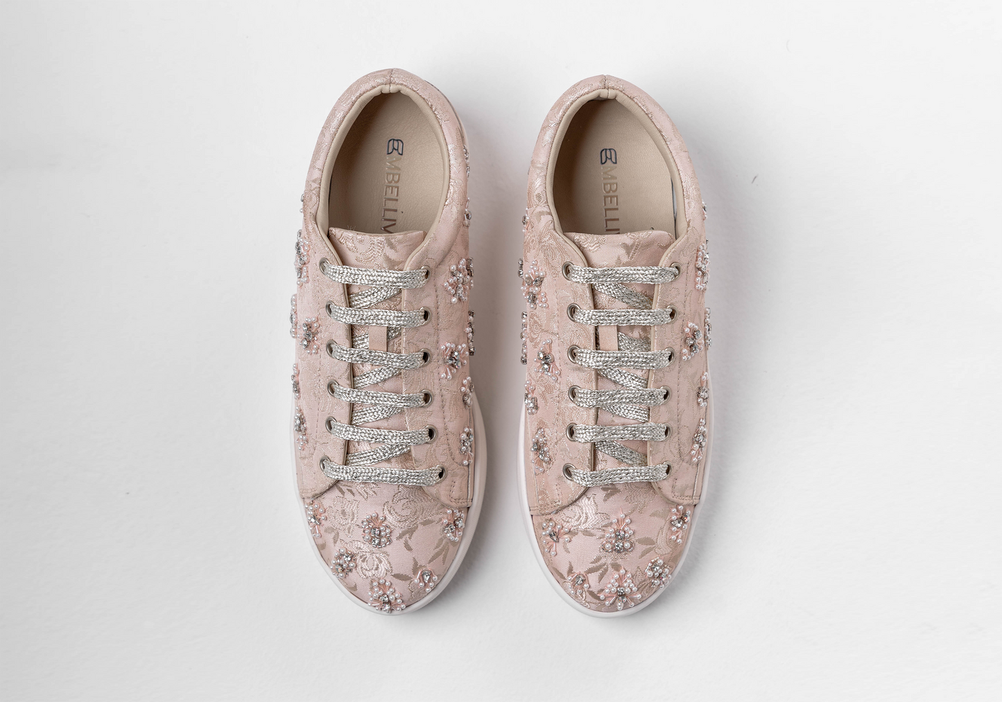 Rise – Blush leather with pearls and rhinestones