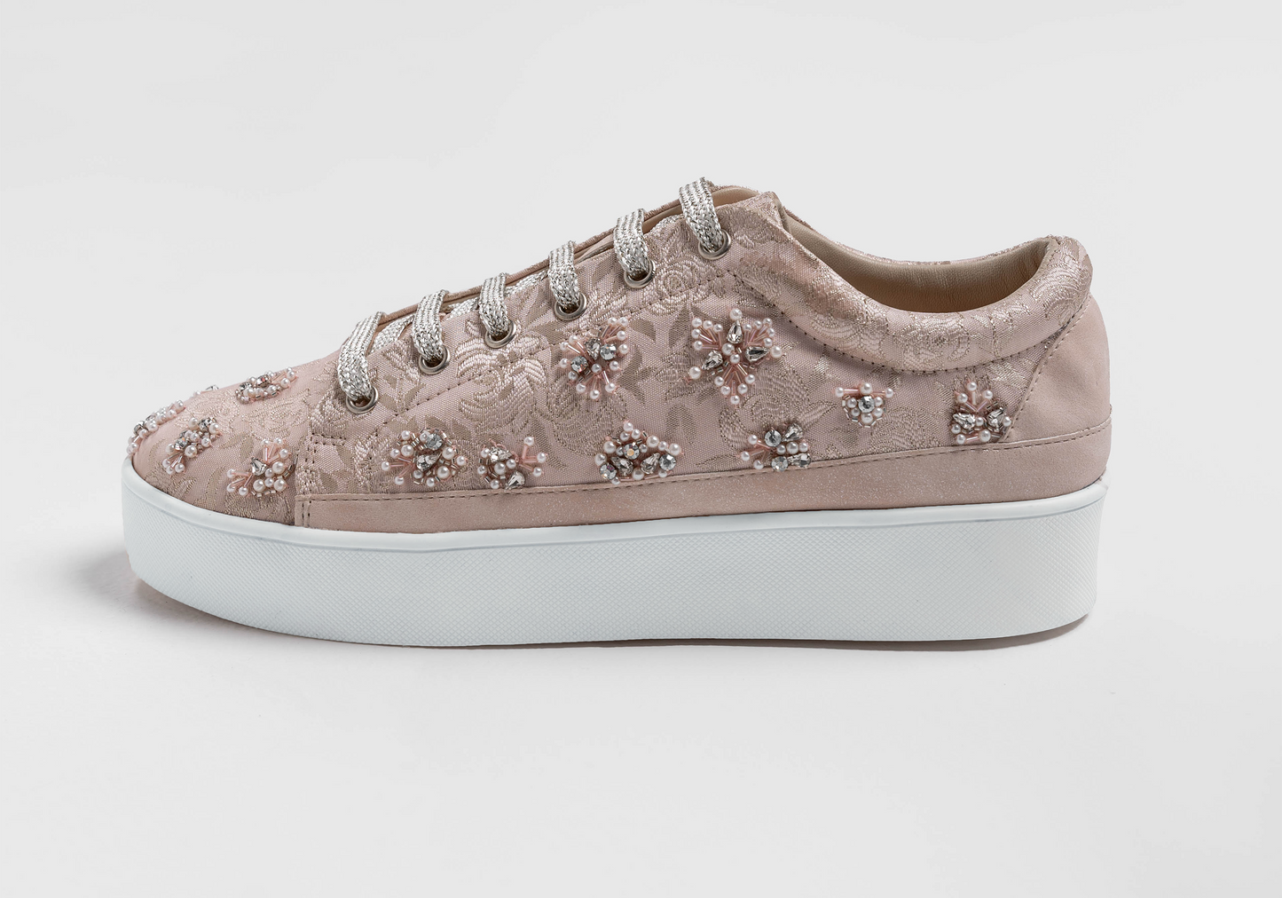 Rise – Blush leather with pearls and rhinestones