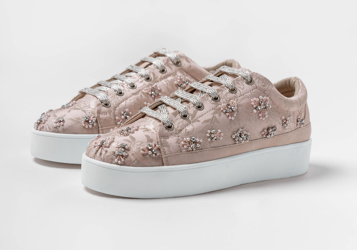 Rise – Blush leather with pearls and rhinestones