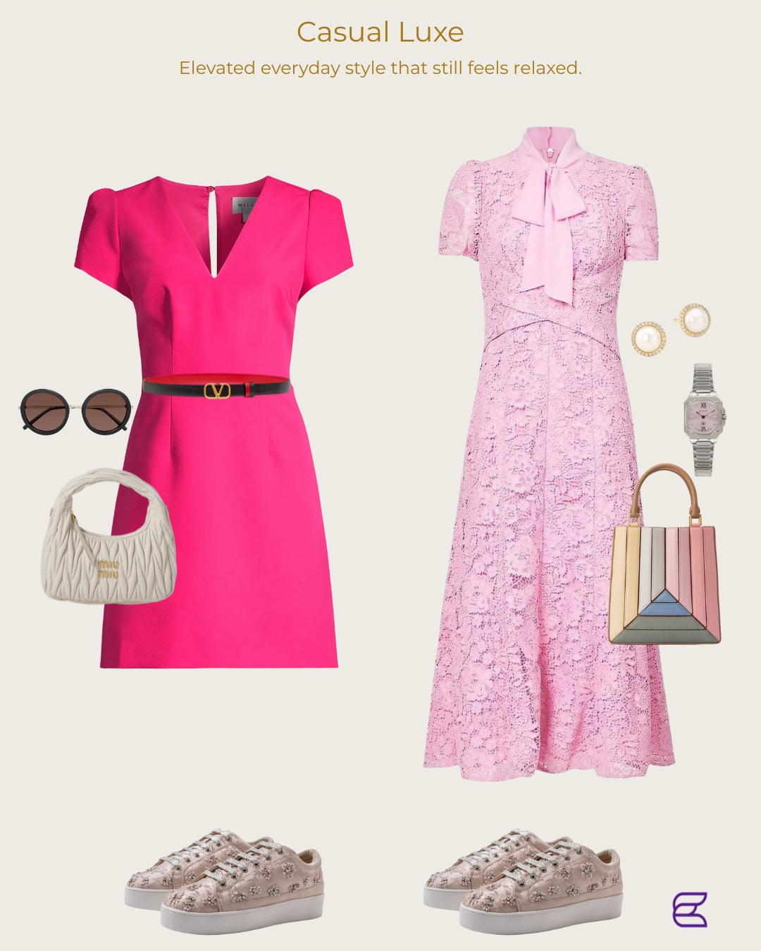 Rise – Blush leather with pearls and rhinestones
