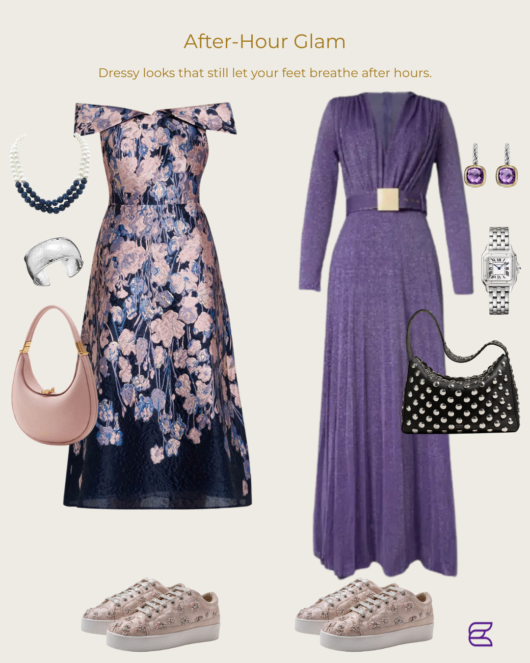 Rise – Blush leather with pearls and rhinestones